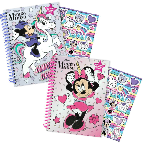 Minnie Maus Notizbuch mit Stickern A5 Unicorn / Einhorn