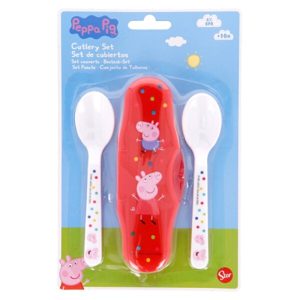 Besteck Löffel Reiseset Baby Peppa Wutz Peppa Pig praktische Aufbewahrungsbox