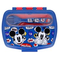 Brotdose mit Besteck Disney Mickey Mouse Brotbox Lunchbox...