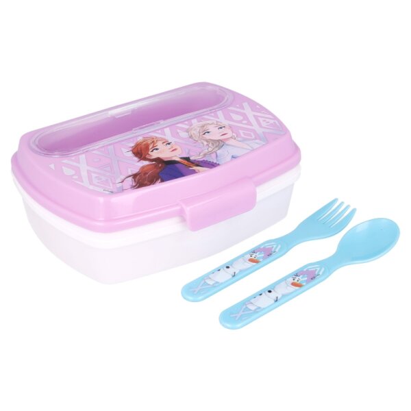 Brotdose mit Besteck Disney Frozen Eiskönigin Brotbox Lunchbox Schule Frühstück