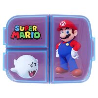 Kinder Brotdose mit 3 Fächern Super Mario Kita Schule Frühstück Obst