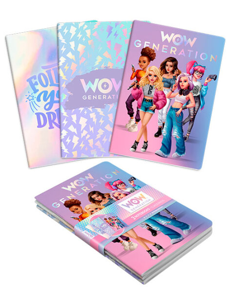 3er Set Softcover Notizbuch WOW GENERATION DIN A5