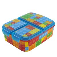 Kinder Brotdose mit 3 Fächern Bausteine Bricks Kita...