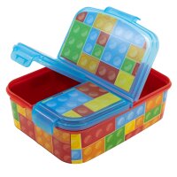 Kinder Brotdose mit 3 Fächern Bausteine Bricks Kita Schule Frühstück Obst