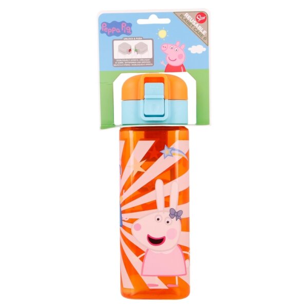 Wasserflasche Quadrat 550 ml Peppa Pig Wutz Trinkflasche Flasche