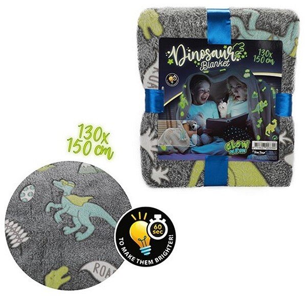 Fleecedecke Kuscheldecke Glow in the dark leuchtend Dinosaurier