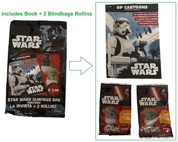 Star Wars Surprise Bag 16x26cm inkl. Buch + 2x Rollinz Blindbag 5x7cm