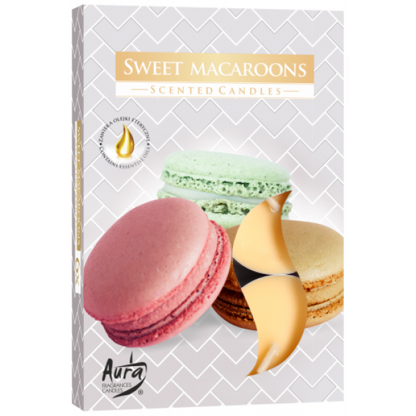 Set mit 6 duftenden Teelichtern - Sweet Macaron