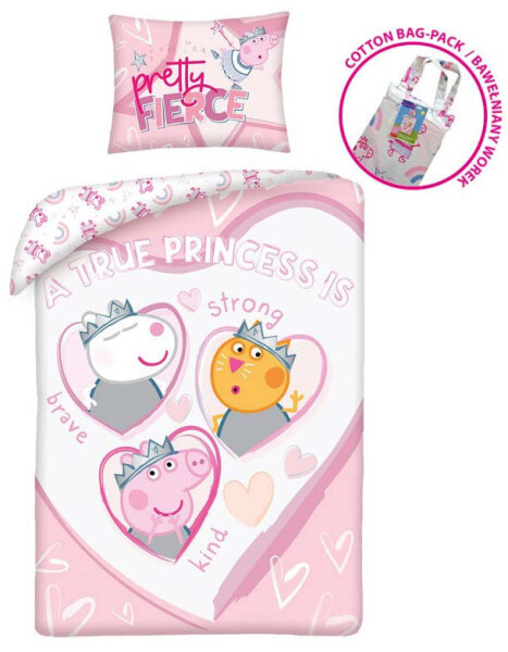 Kinder Baby Bettwäsche Peppa Wutz a true princess 100x135cm 40x60cm