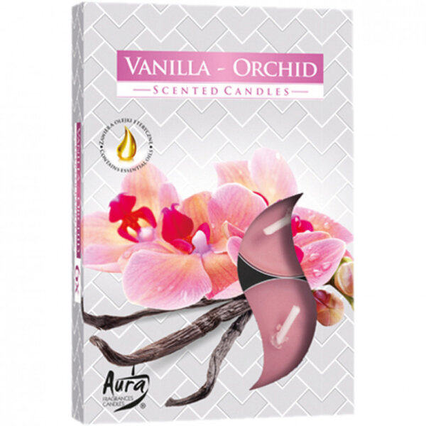 Set mit 6 duftenden Teelichtern - Vanille-Orchidee