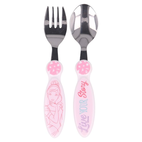 Kinder Besteck Set Disney Princess 2-teilig Gabel und Löffel Kunststoffgriff Metall